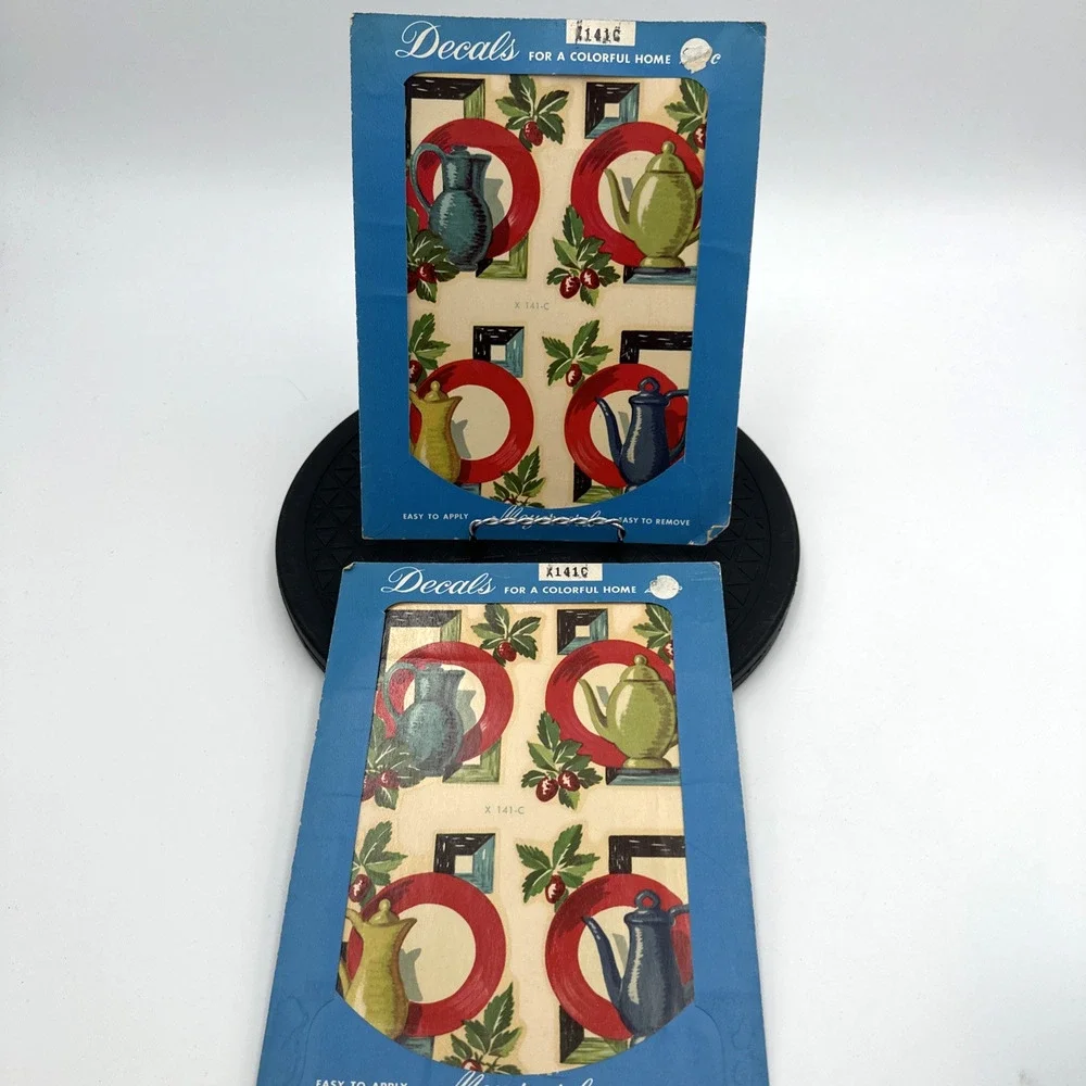 Lot Of 2 Vintage Meyercode Decals Pitcher Strawberry Design